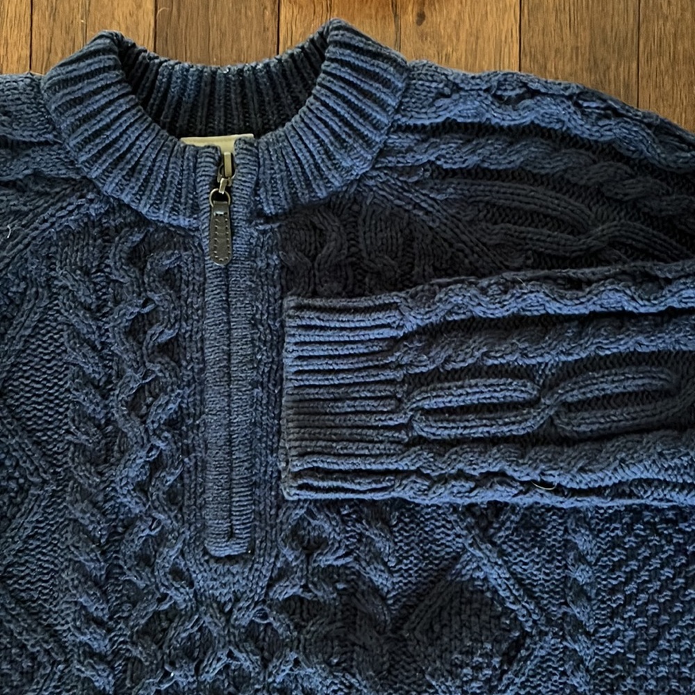 Kids LL Bean Navy Cable Sweater
